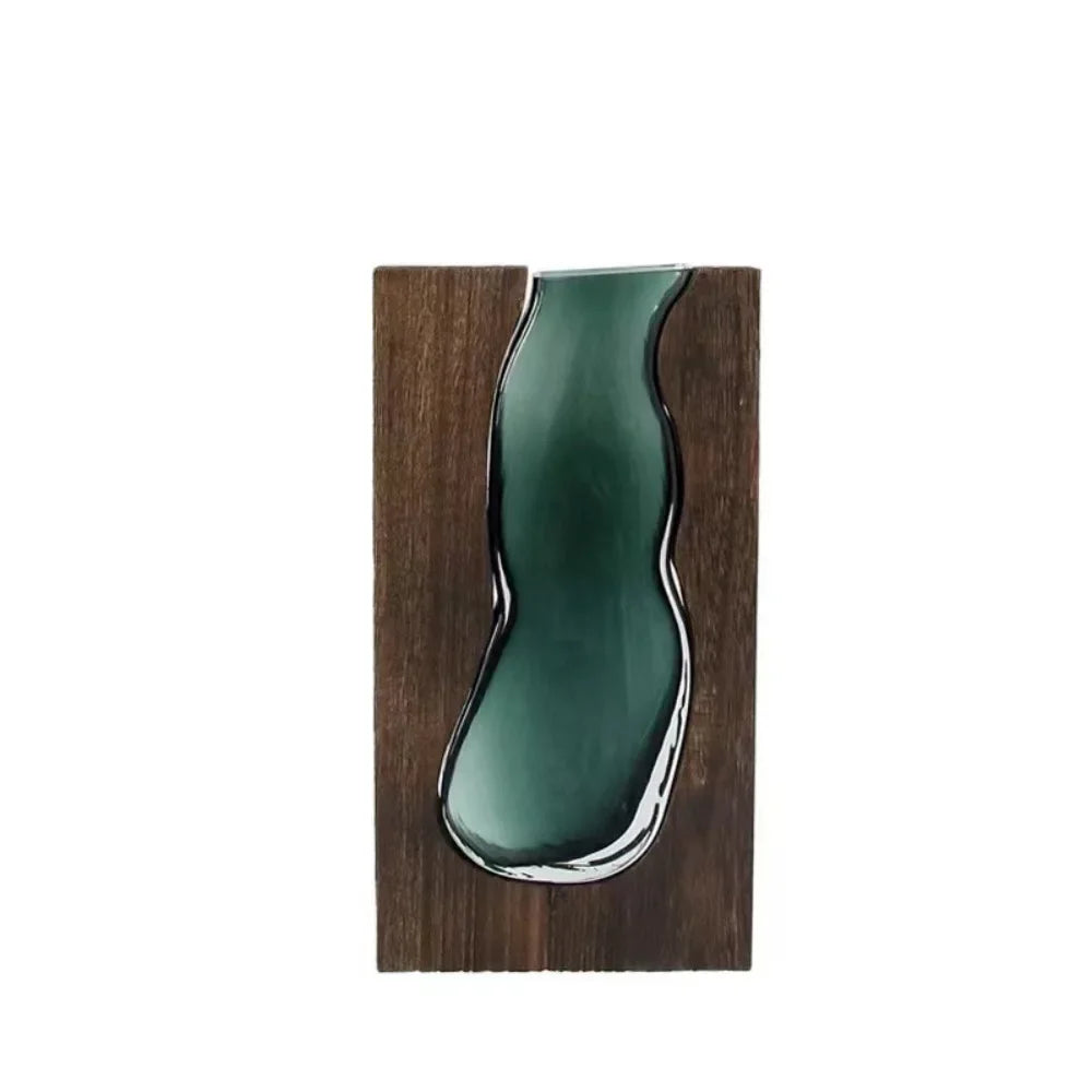 Wooden & Glass Plant Vase