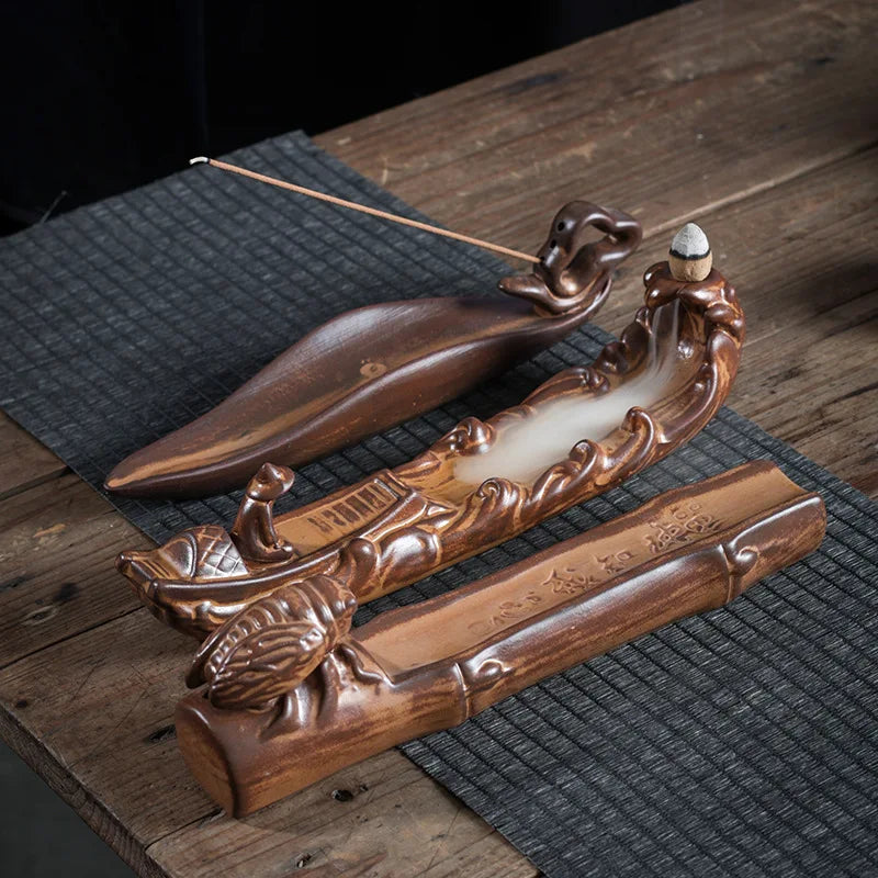 Sculpted Ceramic Incense Holder