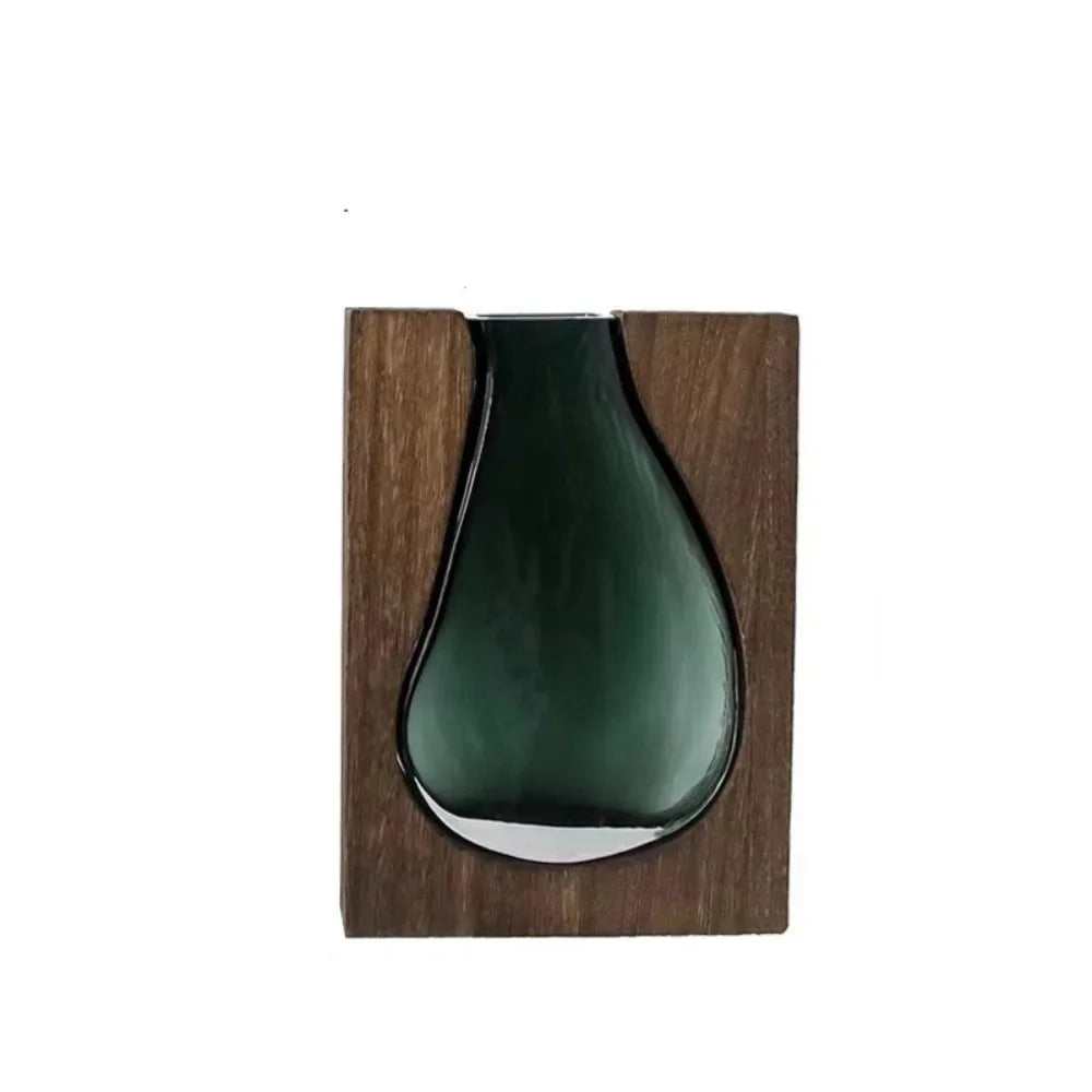 Wooden & Glass Plant Vase